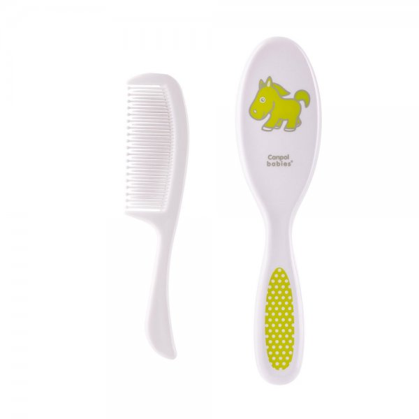 Canpol Babies Szczotka i grzebień z miękkim włosiem dla niemowląt Zielona
