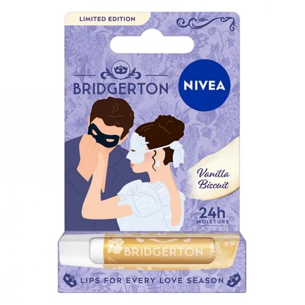 Nivea Bridgerton Edition Sophie& Benedict pielęgnująca pomadka do ust Vanilla Biscuit 4.8g
