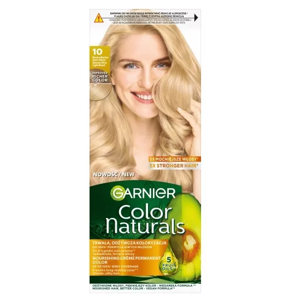 Garnier Color Naturals 10 Bardzo bardzo jasny blond, farba do włosów, do 100% pokrycia siwych włosów
