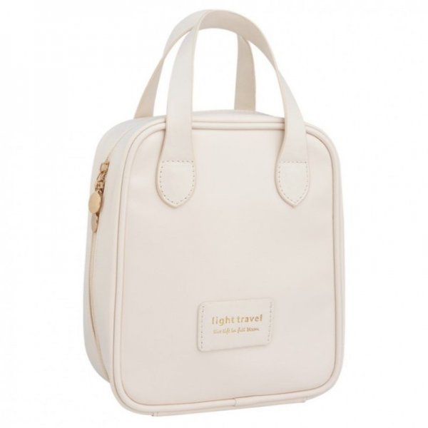 Ecarla Kosmetyczka organizer na kosmetyki z rączką Kremowa KS128B