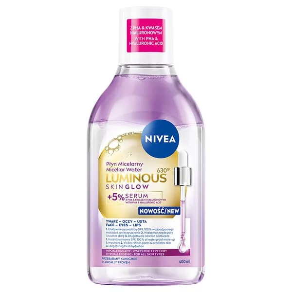 Nivea Luminous630® Skin Glow płyn micelarny z 5% serum 400ml