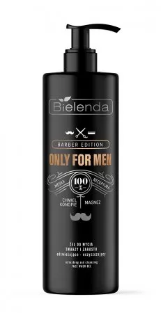 Bielenda Only For Men - Barber Edition żel Do Mycia Twarzy i Zarostu Odświeżająco-oczyszczający, 190g