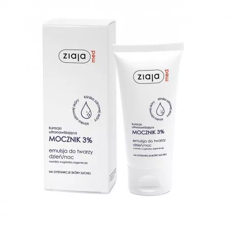 Ziaja Med Kuracja Ultranawilżająca Mocznik, 3% emulsja do twarzy dzień/noc, 50ml