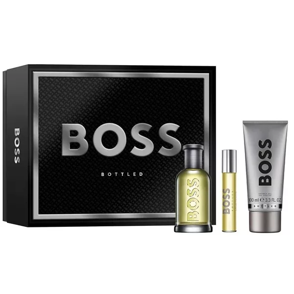 Hugo Boss Bottled zestaw woda toaletowa spray 100ml + woda toaletowa spray 10ml + żel pod prysznic 100ml (M)