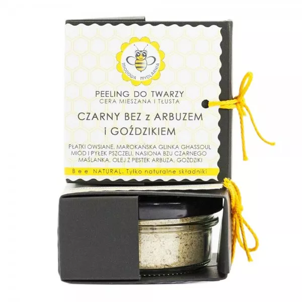 Miodowa Mydlarnia Peeling do twarzy czarny bez z arbuzem i goździkiem 25g
