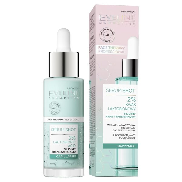 Eveline Cosmetics Serum Shot kuracja wzmacniająca na zaczerwienienia i naczynka z kwasem laktobionowym 2% 30ml