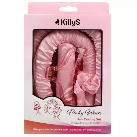 KillyS Pinky Waves wałek do kręcenia włosów ze scrunchie i klamrą