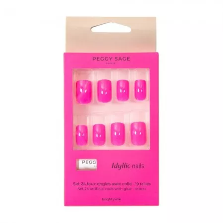 Peggy Sage, zestaw sztucznych 24 paznokci Idyllic nails bright pink