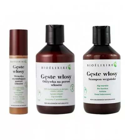 Bioelixire, zestaw przeciw wypadaniu włosów "Gęste Włosy", szampon + odżywka + serum