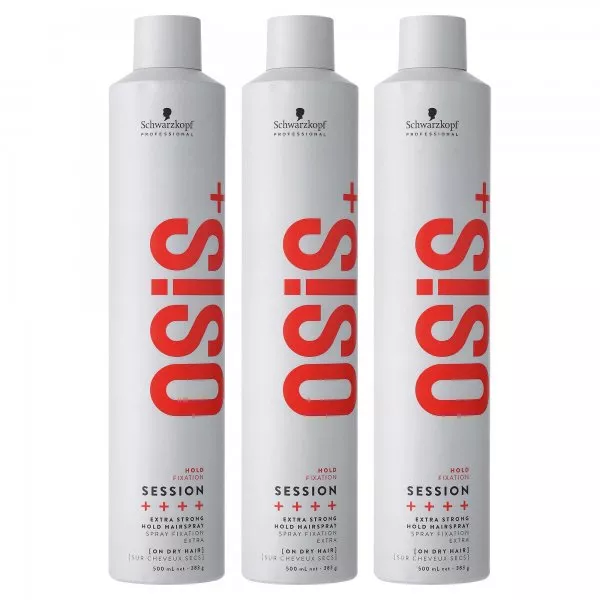 Schwarzkopf OSIS+ Session, lakier bardzo mocno utrwalający fryzurę, wielopak, 3x500ml