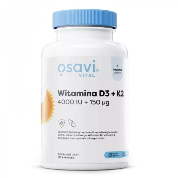 Osavi Witamina D3 + K2 4000IU + 150μg suplement diety 120 kapsułek