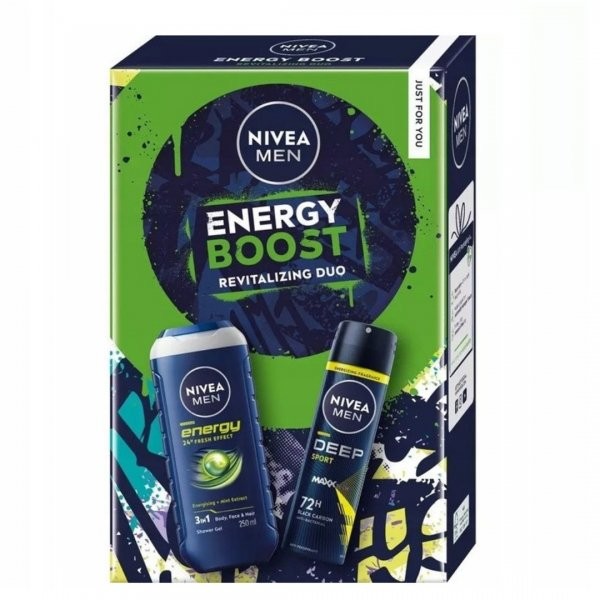 Nivea Men Energy Boost zestaw żel pod prysznic 3w1 250ml + antyperspirant w sprayu 150ml (M)