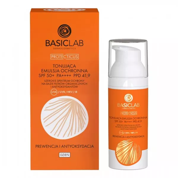 BasicLab Protecticus tonująca emulsja ochronna SPF50+ Prewencja i Antyoksydacja 50ml