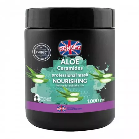 Ronney Professional Mask Nourshing Aloe Ceramides, Maska nawilżająca do włosów matowych i suchych ALOE 1000ml
