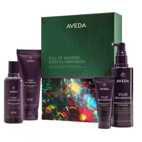 Aveda Full of Wonder zestaw szampon do włosów 100ml + odżywka do włosów 100ml + kuracja do włosów 25ml + serum do skóry głowy 150ml
