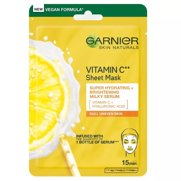 Garnier Skin Naturalsmleczna maska na tkaninie rozświetlająca z witaminą C 28 g