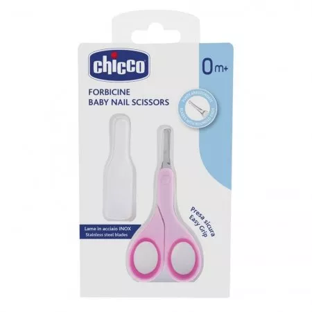 Chicco Baby Nail Scissors nożyczki z osłonką dla dzieci 0m+ Różowe
