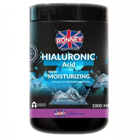Ronney Professional Mask Hialuronic Complex Moinsturizing, Maska nawilżająca do włosów suchych i zniszczonych 1000ml