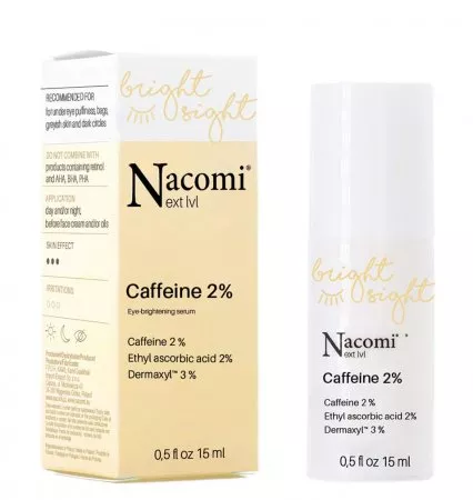 Nacomi Next Level, rozświetlające serum pod oczy z kofeiną 2%, 15ml