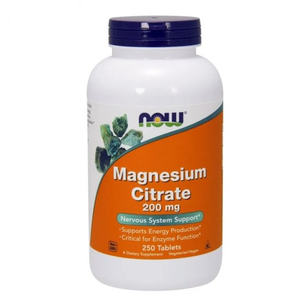 Now Foods Magnesium Citrate 200mg suplement diety 250 tabletek