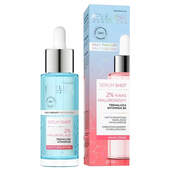 Eveline Serum Shot, kuracja nawilżająca, 2% kwas hialuronowy, 30ml