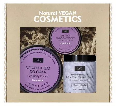 LaQ Zestaw Niezapominajka: mus do ciała 100g, krem do ciała 200ml, mus do twarzy 40g