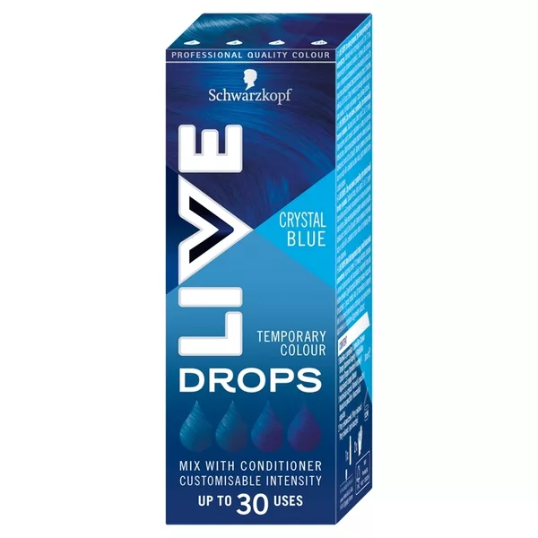 Schwarzkopf Live Drops krople do nietrwałej koloryzacji włosów Crystal Blue 30ml