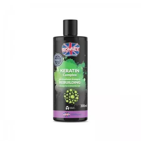 Ronney Professional Shampoo Keratin Complex Rebuilding Therapy, Szampon odbudowujacy do włosów kruchych i cienkich 300ml
