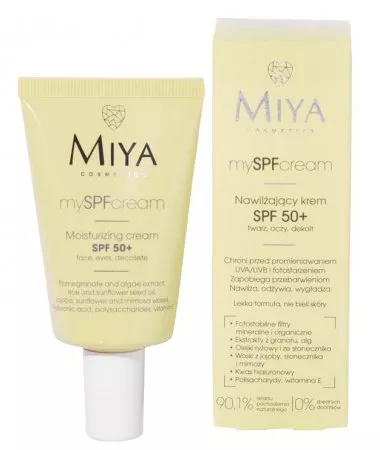 Miya mySPFcream, nawilżający krem do twarzy z filtrem SPF 50, 40ml