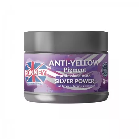 Ronney Professional Mask SILVER POWER Anti-Yellow Pigment, Maska do włosów blond, rozjaśnianych i siwych 300ml