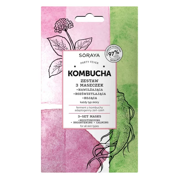 Soraya Kombucha, zestaw trzech maseczek, 3x8ml - data ważności (10.2026)