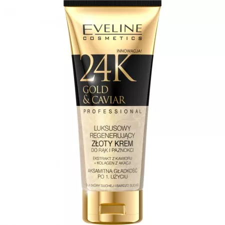 Eveline 24K Gold & Caviar, regenerujący krem do rąk dla skóry suchej i bardzo suchej, 100ml