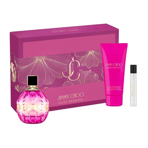 Jimmy Choo Rose Passion zestaw woda perfumowana spray 100ml + miniatura wody perfumowanej 7.5ml + balsam do ciała 100ml (W)