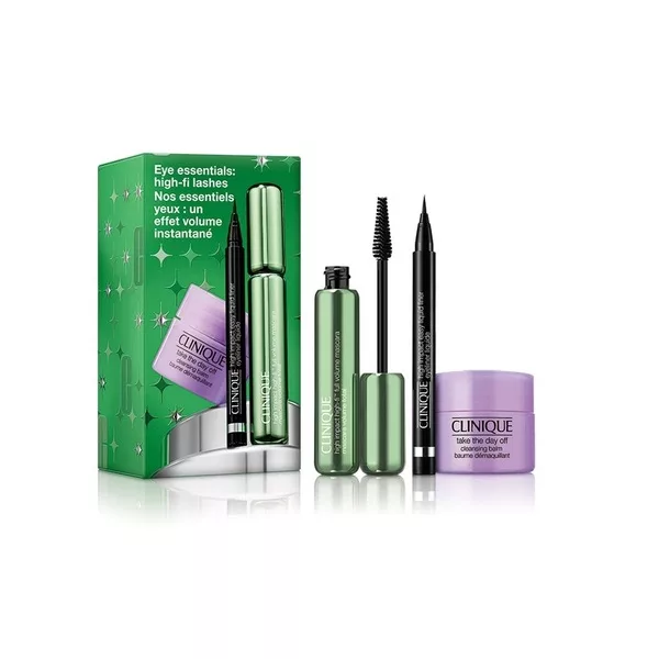 Clinique Eye Essentials: High-Fi Lashes zestaw tusz do rzęs 10ml + eyeliner w pisaku 0.34g + balsam oczyszczający 15ml