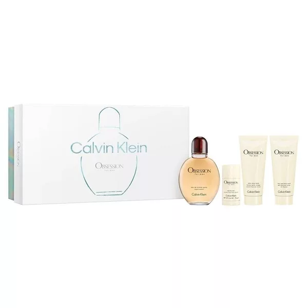 Calvin Klein Obsession for Men zestaw woda toaletowa spray 125ml + żel pod prysznic 100ml + dezodorant sztyft 75g + balsam do goleniu 100ml (M)