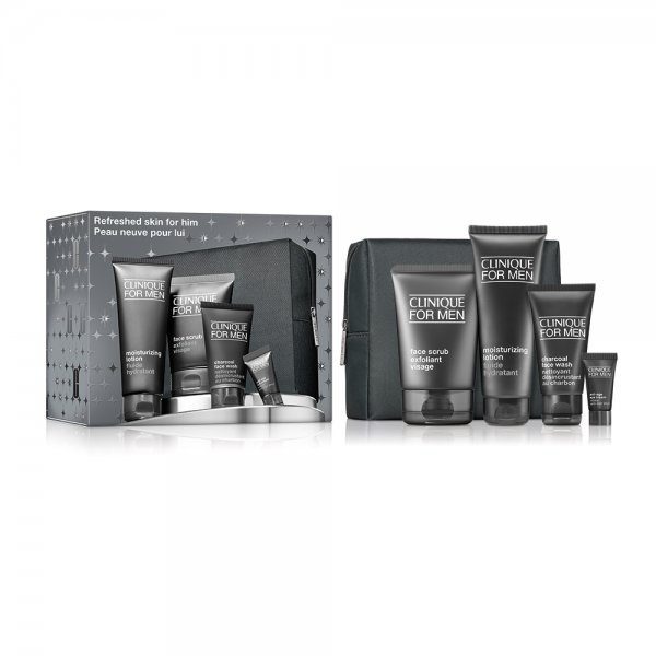 Clinique Clinique For Men Refreshed Skin for Him zestaw do twarzy: 100ml + 100ml + 50ml + 7ml + kosmetyczka