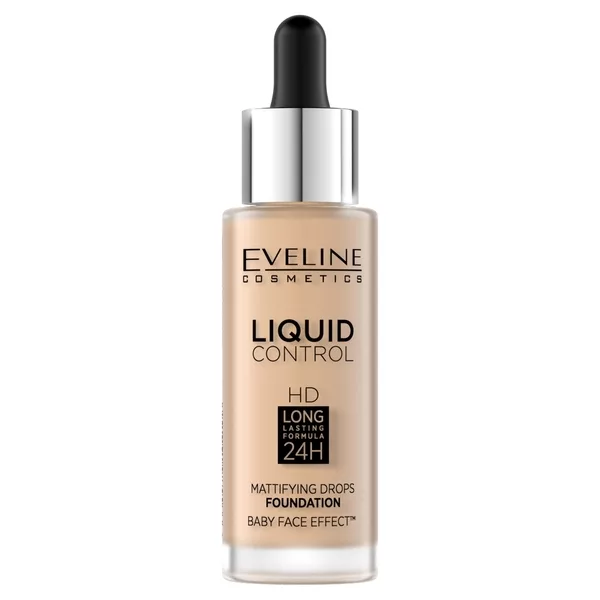 Eveline Liquid Control HD, matujący podkład do twarzy, 011 natural, 32ml