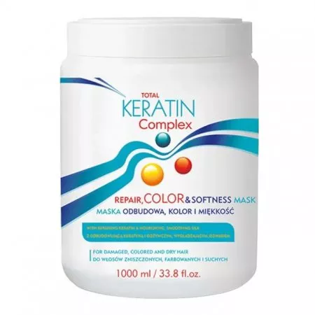 CeCe Total Keratin Complex, Repair Color&Softness, maska do włosów zniszczonych, farbowanych i suchych, 1000ml