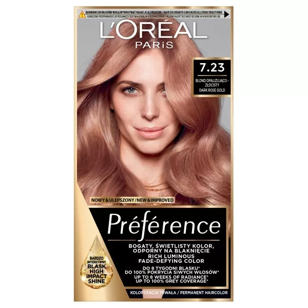 L'Oreal Paris Préférence Trwała Farba do Włosów, 7.23 Bali, Blond Opalizująco - Złocisty