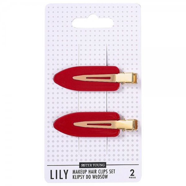 Sister Young Lily klipsy do włosów do makijażu Red 2szt