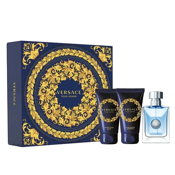 Versace Pour Homme zestaw woda toaletowa spray 50ml + balsam po goleniu 50ml + żel pod prysznic 50ml (M)