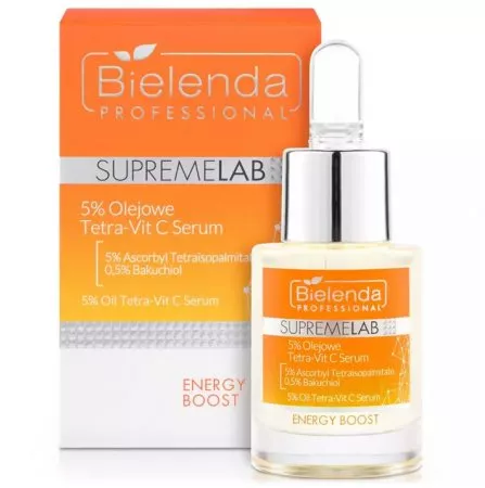 Bielenda Professional Supremelab, Energy Boost 5%, olejowe serum Tetra-Vit C, 15ml
