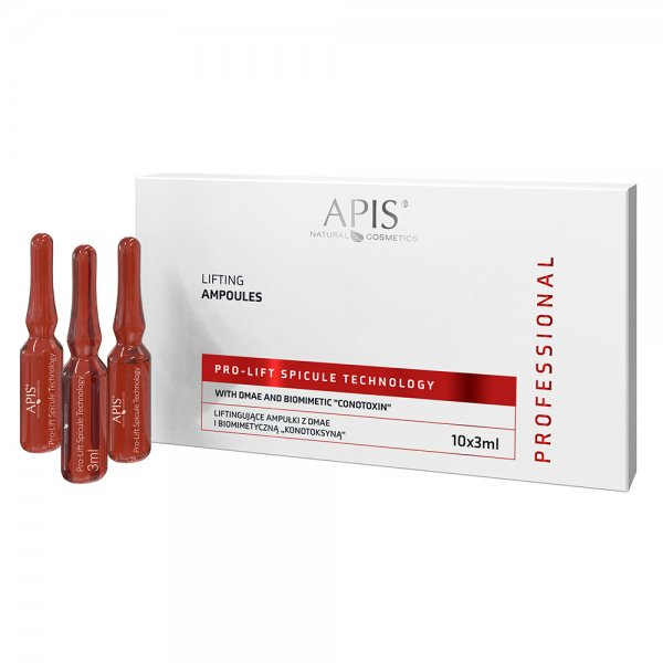 Apis Pro-Lift Spicule Technology, liftingujące ampułki z DMAE i biomimetyczną konotoksyną, 10x3ml