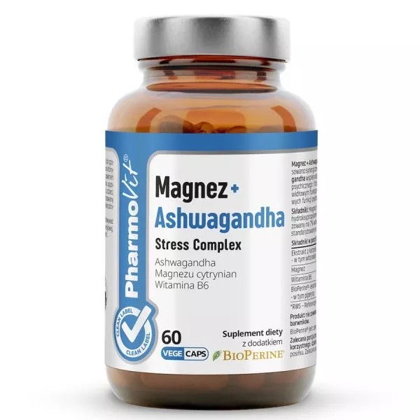Pharmovit Magnez + Ashwagandha Stress Complex suplement diety 60 kapsułek