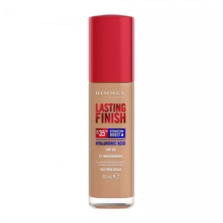 Rimmel Lasting Finish 35H silnie nawilżający i długotrwale kryjący podkład do twarzy z filtrem SPF20 203 True Beige 30ml