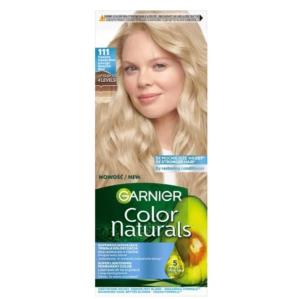 Garnier Color Naturals 111 Superjasny popielaty blond, farba do włosów, do 100% pokrycia siwych włosów
