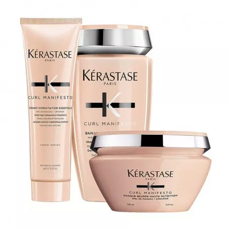 Kerastase Curl Manifesto, zestaw nawilżający do loków, szampon + odżywka + maska
