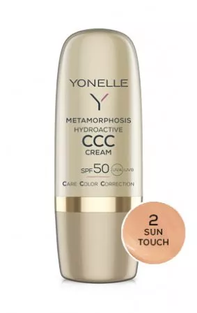 Yonelle Metamorphosis, hydroaktywny krem koloryzujący CCC, SPF 50, 2 Sun Touch, 30ml