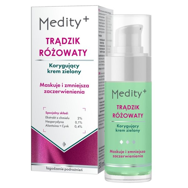 Medity+ Trądzik Różowaty korygujący krem zielony 30ml
