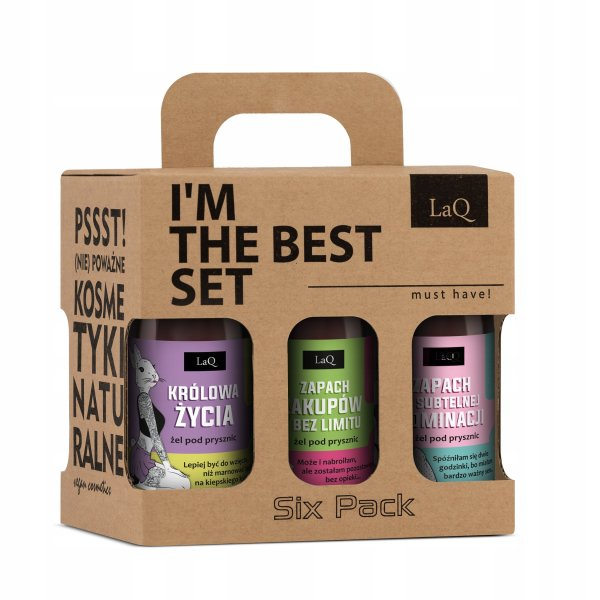 LaQ Czyściopak zestaw do ciała damski mini, Niezapominajka królowa życia/Kiwi zapach zakupów/Piwonia subtelnej dominacji, 6x100ml